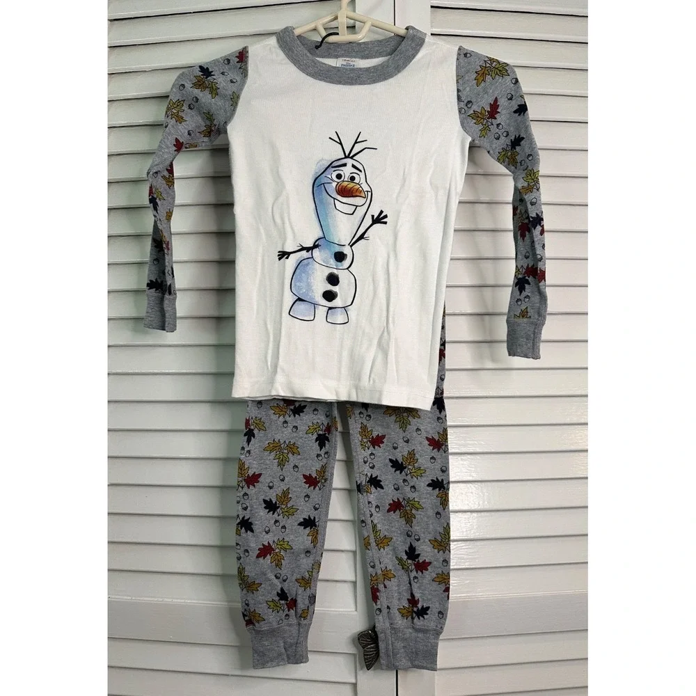 Hanna Andersson Size 110 5-6 Frozen II Autumn Fall Olaf Print Organic Pajams LJs